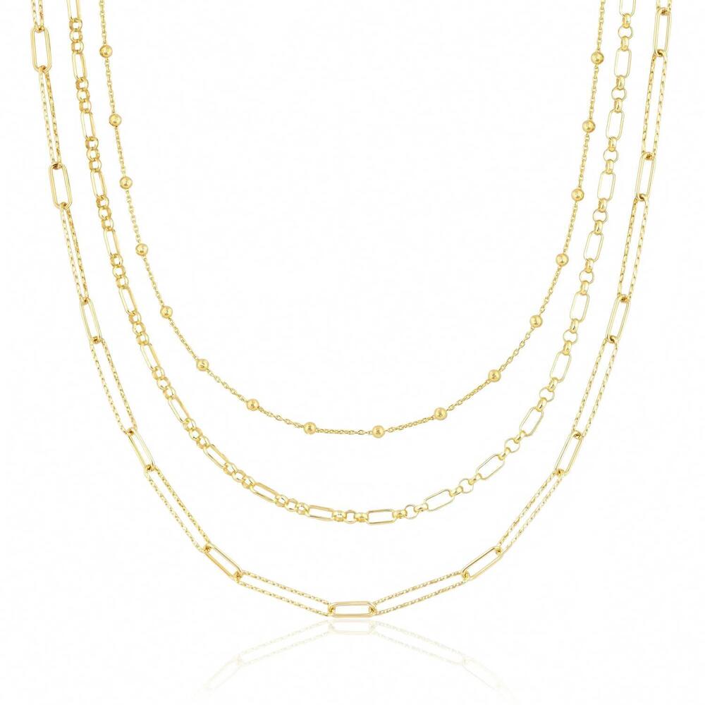 NEW ELA RAE women's triple round oval three layer chain in gold